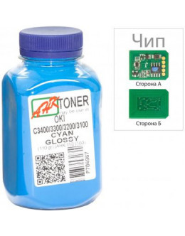 Тонер OKI C3400/3300, 110г Cyan+chip AHK (1502695)