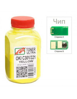 Тонер OKI C301/321, 50г Yellow+chip AHK (1505328)