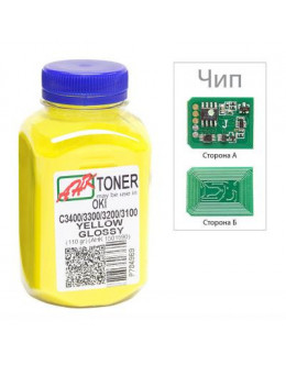 Тонер OKI C3400/3300, 110г Yellow+chip AHK (1502697)