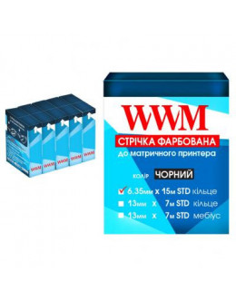 Стрічка до принтерів 6.35мм х 15м STD к. Black*5шт WWM (R6.15S5)