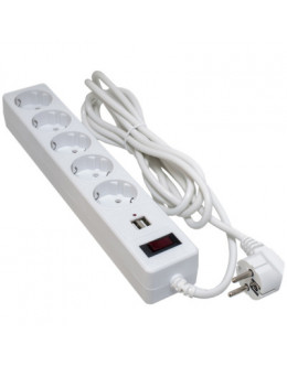 Мережевий фільтр живлення PATRON 3m + 2 USB 2.0, 2.1A, 5 роз. White (EXT-PN-SP-53-USB-W)