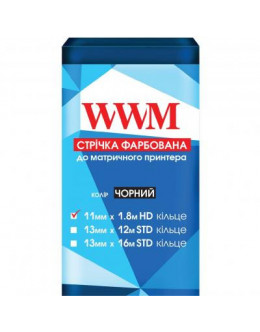 Стрічка до принтерів 11мм х 1.8м HD (К.) Black WWM (R11.1.8H)